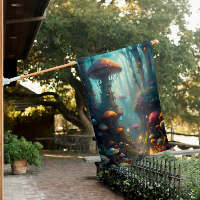 Autumn Mushroom House Flag (In SItu)