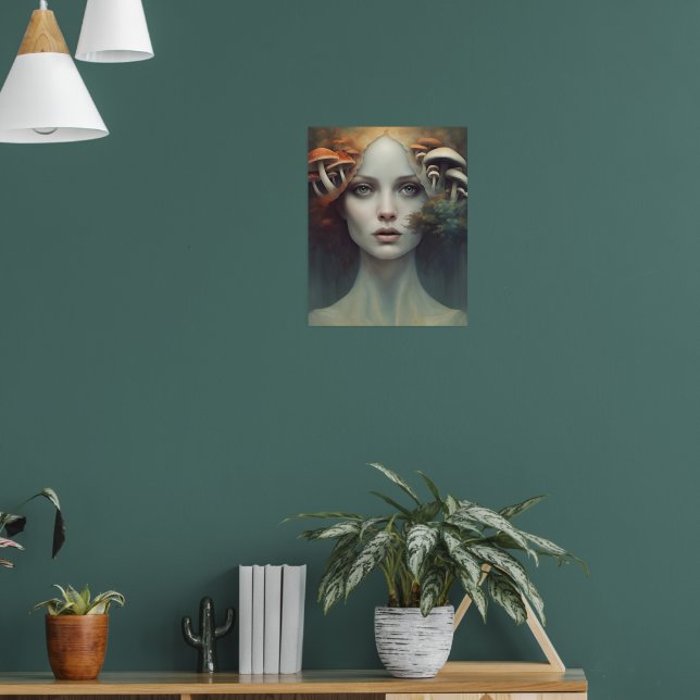 Autumn Mushroom Woman Poster (Living Room 1)