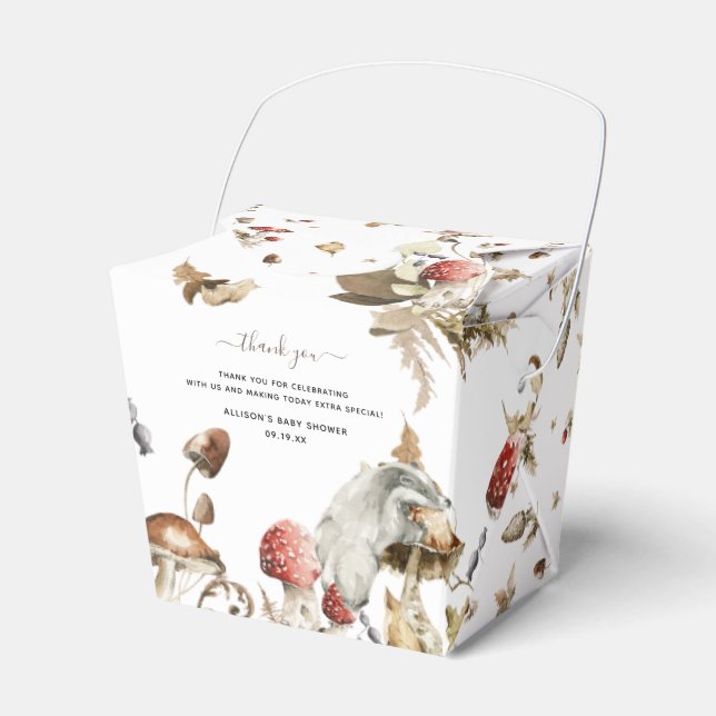 Autumn Mushroom | Woodland Forest Baby Shower Favor Boxes (Front Side)