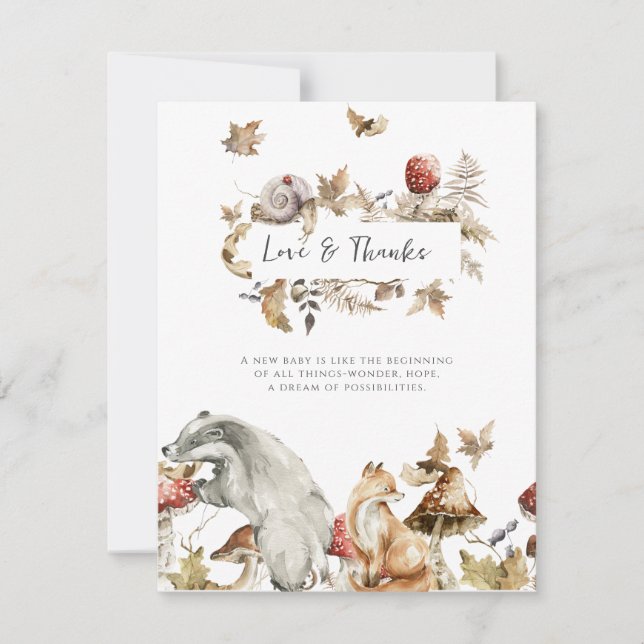 Autumn Mushroom | Woodland Forest Thank You Invitation (Front)