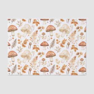 Autumn Mushrooms and Leaves Fall Pattern Decoupage Tissue Paper
