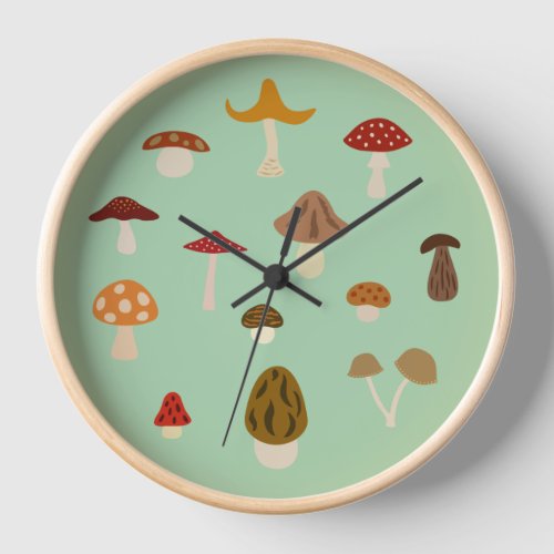 Autumn Mushrooms Clock