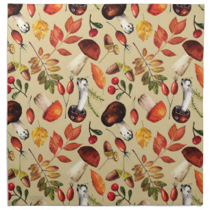 Autumn mushrooms  cloth napkin