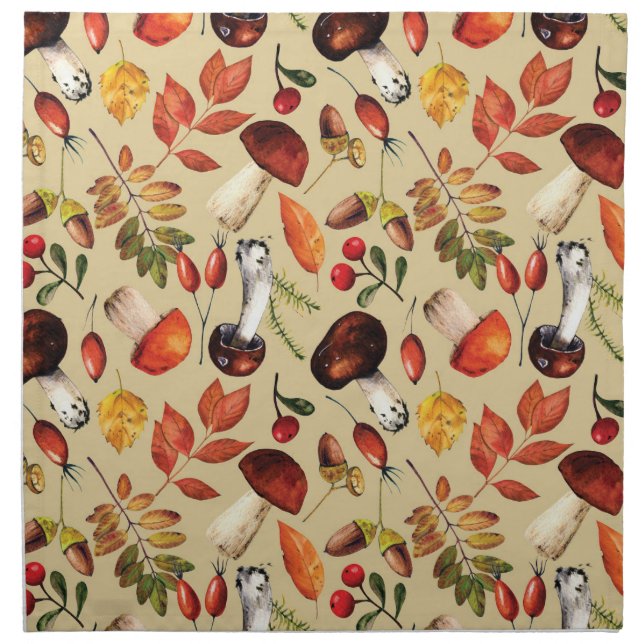 Autumn mushrooms  cloth napkin (Front)