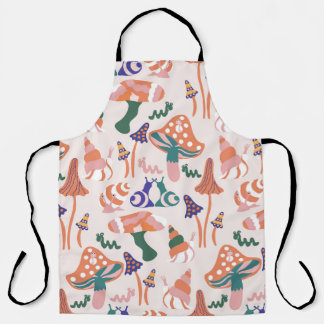 Autumn mushrooms, colorful seamless design. apron