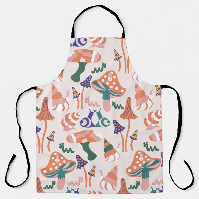 Autumn mushrooms, colorful seamless design. apron (Front)