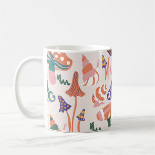 Autumn mushrooms, colorful seamless design. coffee mug