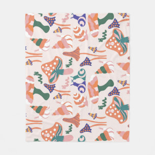 Autumn mushrooms, colorful seamless design. fleece blanket