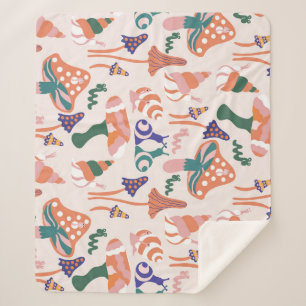 Autumn mushrooms, colorful seamless design. sherpa blanket