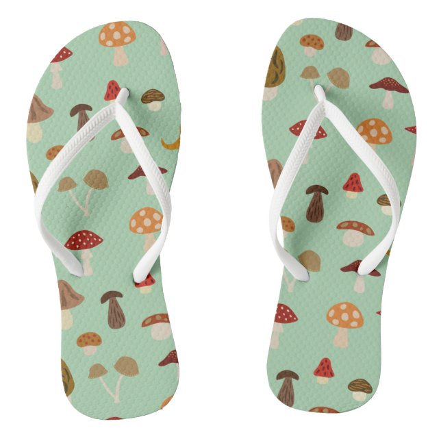 Autumn Mushrooms Flip Flops (Footbed)