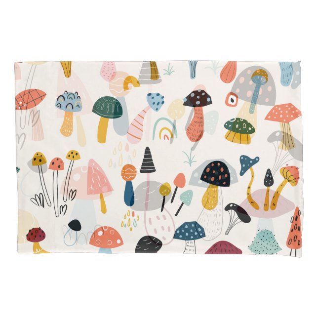 Autumn Mushrooms Hand Drawn Collection Pillow Case (Front)