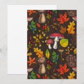 Autumn mushrooms, leaves, nuts and berries on dark (Front/Back)