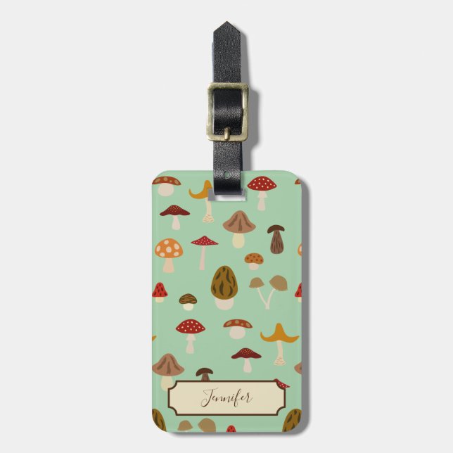 Autumn Mushrooms Luggage Tag (Front Vertical)