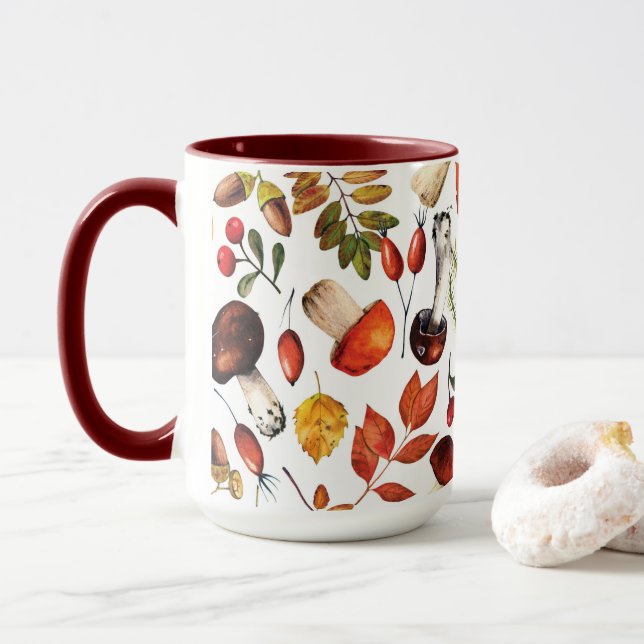 Autumn mushrooms  mug (With Donut)