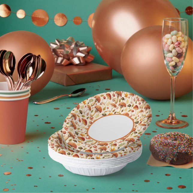 Autumn Mushrooms Paper Bowls (Multi)
