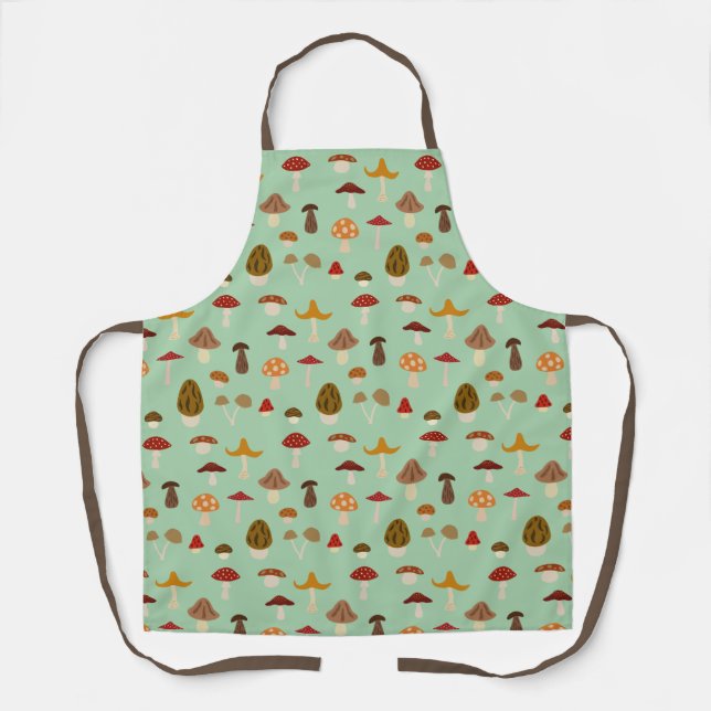 Autumn Mushrooms Pattern Apron (Front)