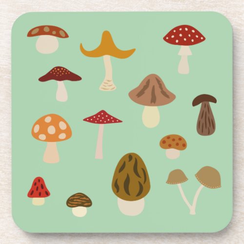 Autumn Mushrooms Plastic Coasters