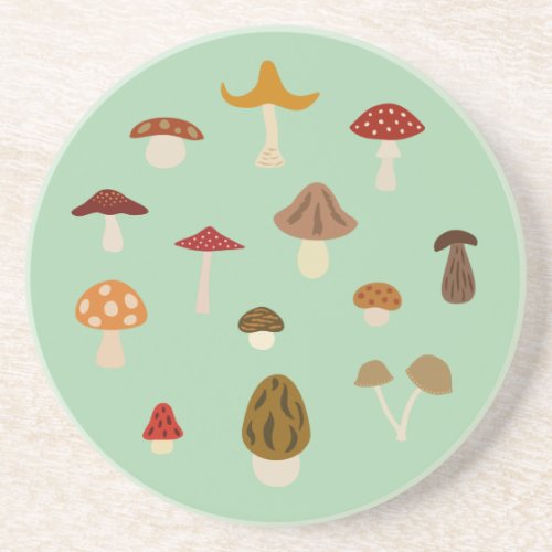 Autumn Mushrooms Sandstone Coaster