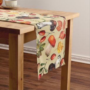 Autumn mushrooms short table runner