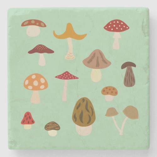 Autumn Mushrooms Stone Coaster