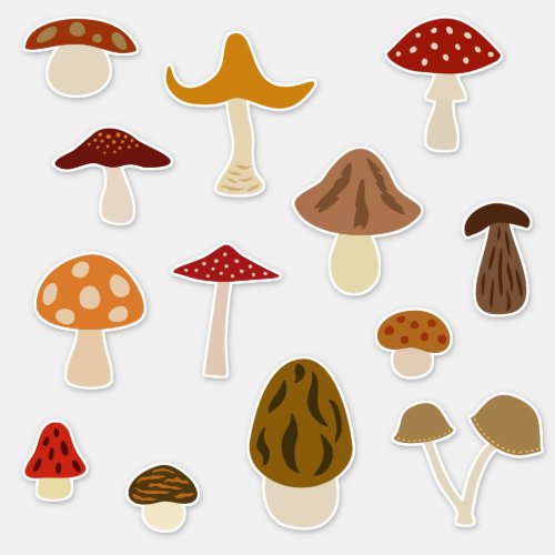 Autumn Mushrooms Vinyl Stickers