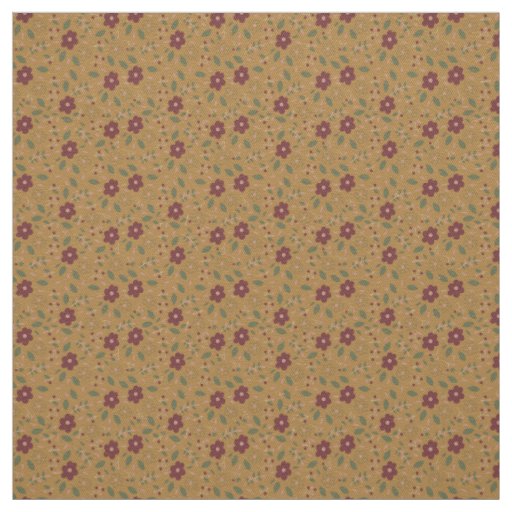 Autumn Mustard Burgundy Wildflower Rustic Charm Fabric