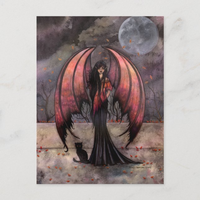 Autumn Mystique Gothic Fantasy Fairy Art Postcard (Front)