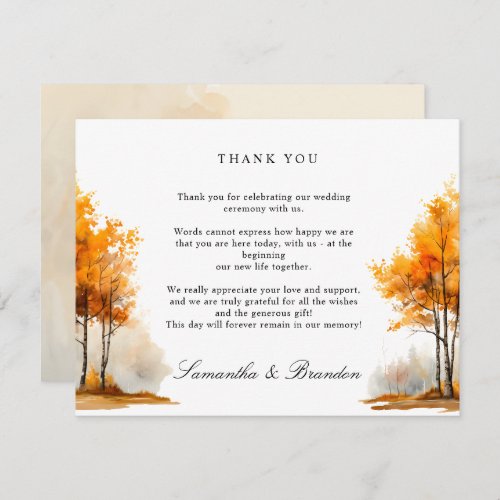 Autumn Nature Fall Landscape wedding Thank You Card