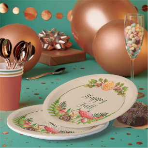 Autumn nature with customizable text paper plates