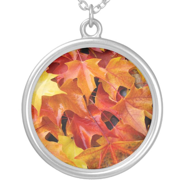 Autumn necklace gifts Colorful Leaves (Front)