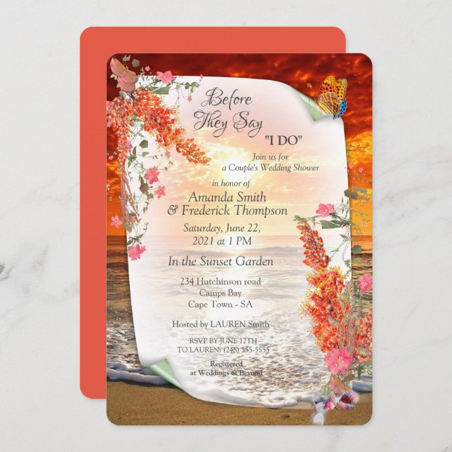 Autumn Neutral-toned Elegant Botanical theme Invitation (Front/Back)