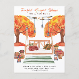 Autumn New Home Modern Cozy Porch Scene Announcement Postcard