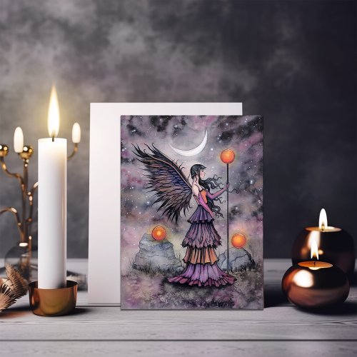 Autumn Night Fairy Art by Molly Harrison Card