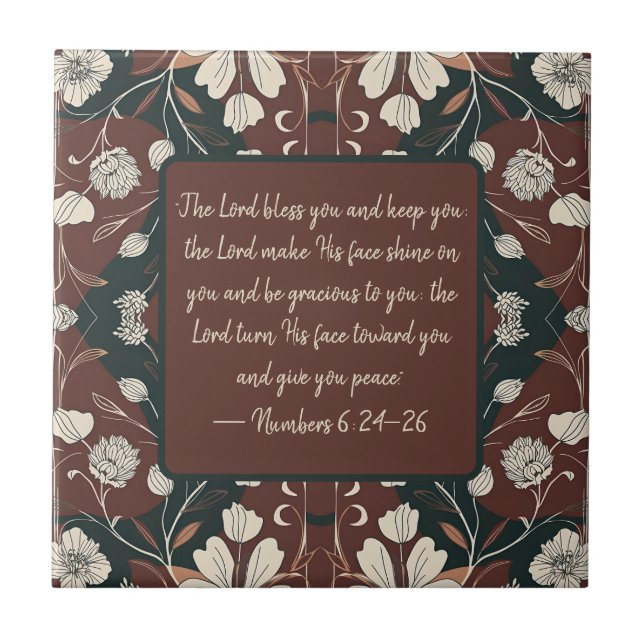Autumn Noir Blossoms Customizable Blessing Ceramic Tile (Front)