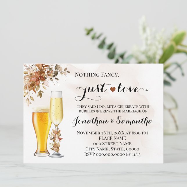 Autumn Nothing Fancy Just Love Elopement Invite (Standing Front)