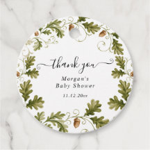 Autumn Oak Leaf Acorn Baby Shower Thank You