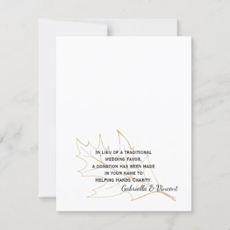 Autumn Oak Leaf Wedding Charity Favor Card