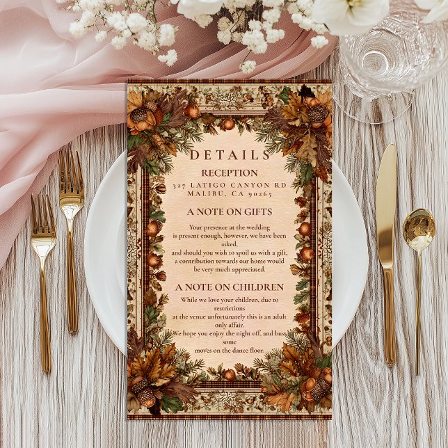 Autumn Oak Leaf Wedding Enclosure Card (Creator Uploaded)