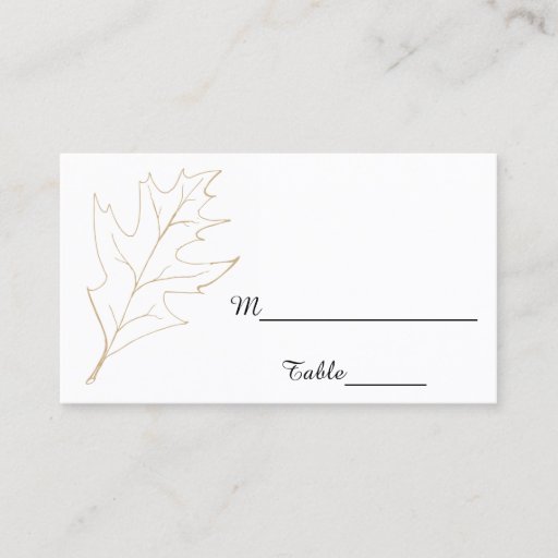 Customizable Autumn Oak Leaf Wedding Place Card Business Card Template