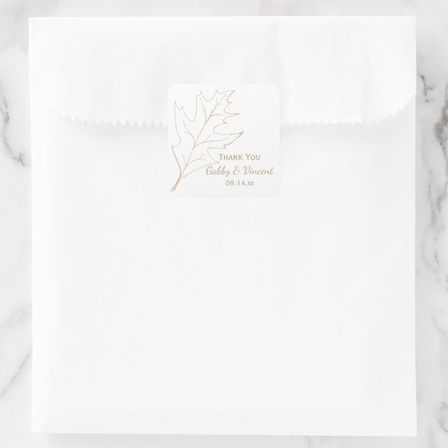 Autumn Oak Leaf Wedding Thank You Favor Tag (Bag)