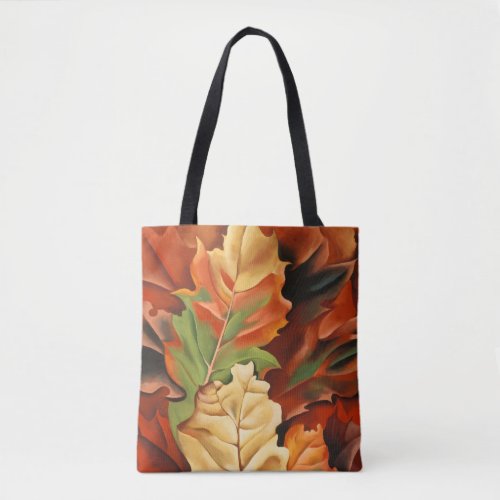 Autumn oak leaves abstract art Georgia OKeeffe Ba Tote Bag