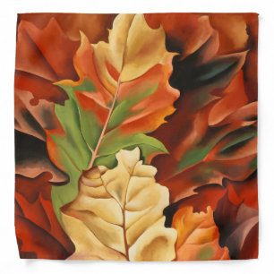 Autumn oak leaves abstract art Georgia O'Keeffe Bandana