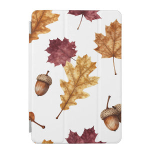 Autumn Oak Leaves Acorn Watercolor Pattern iPad Mini Cover