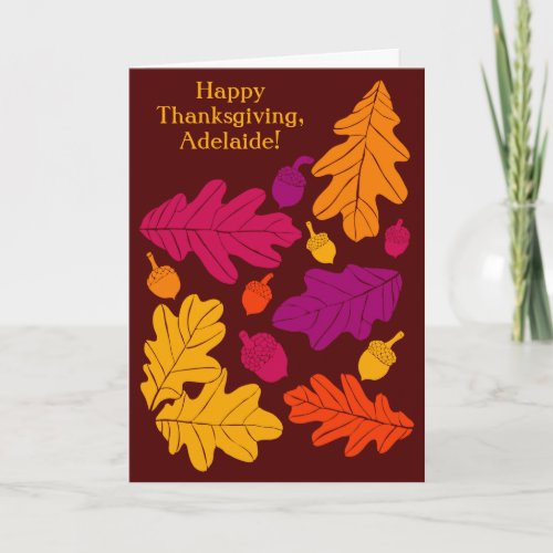 Autumn Oak Leaves and Acorns Custom Message Card