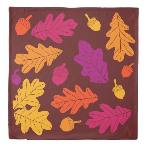 Autumn Oak Leaves and Acorns Illustrated Duvet Cover