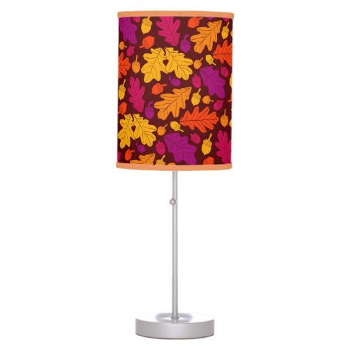 Autumn Oak Leaves and Acorns Illustrated Table Lamp