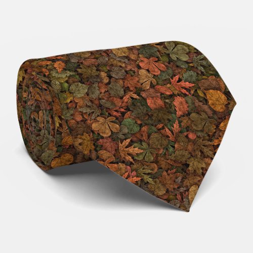 Autumn Oak Leaves Camouflage Greens  Golds Rust Neck Tie