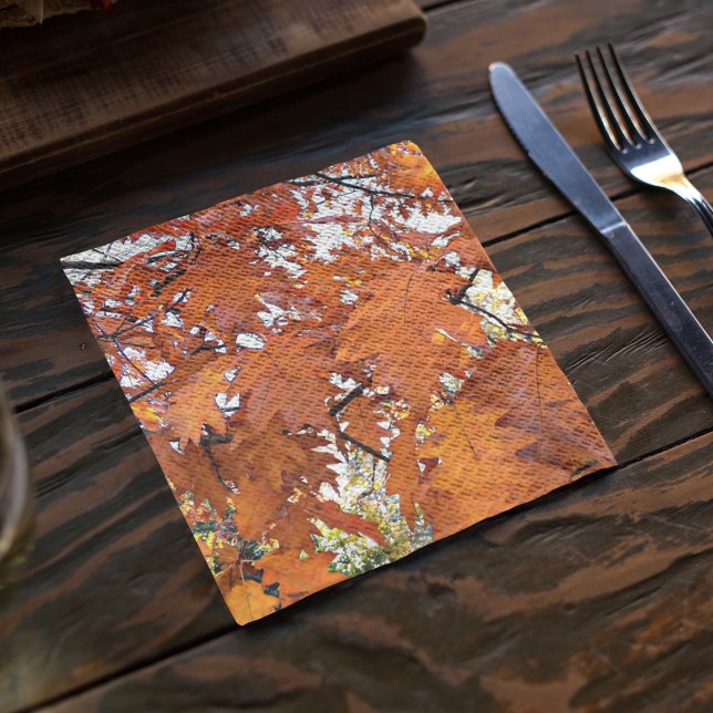 Autumn Oak Leaves Floral Napkins (In Situ Table)