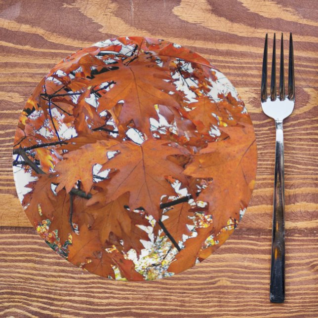 Autumn Oak Leaves Floral Paper Plates (Creator Uploaded)