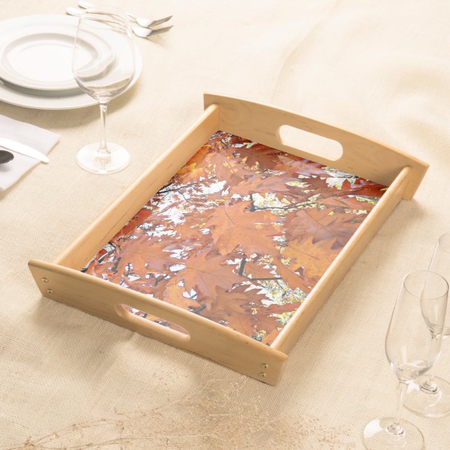Autumn Oak Leaves Floral Serving Tray (Front)